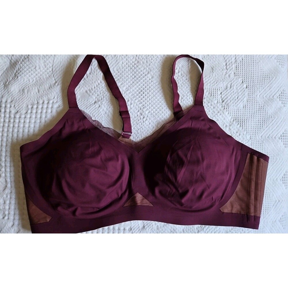 HONEYLOVE CROSSOVER WIRELESS BURGUNDY BRA SZ 3X 42 44 D E F G NWOT $69